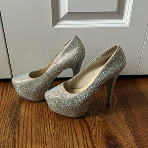 Blue by Betsey Johnson Wish Crystal-Encrusted Platform Heels Women's 8.5